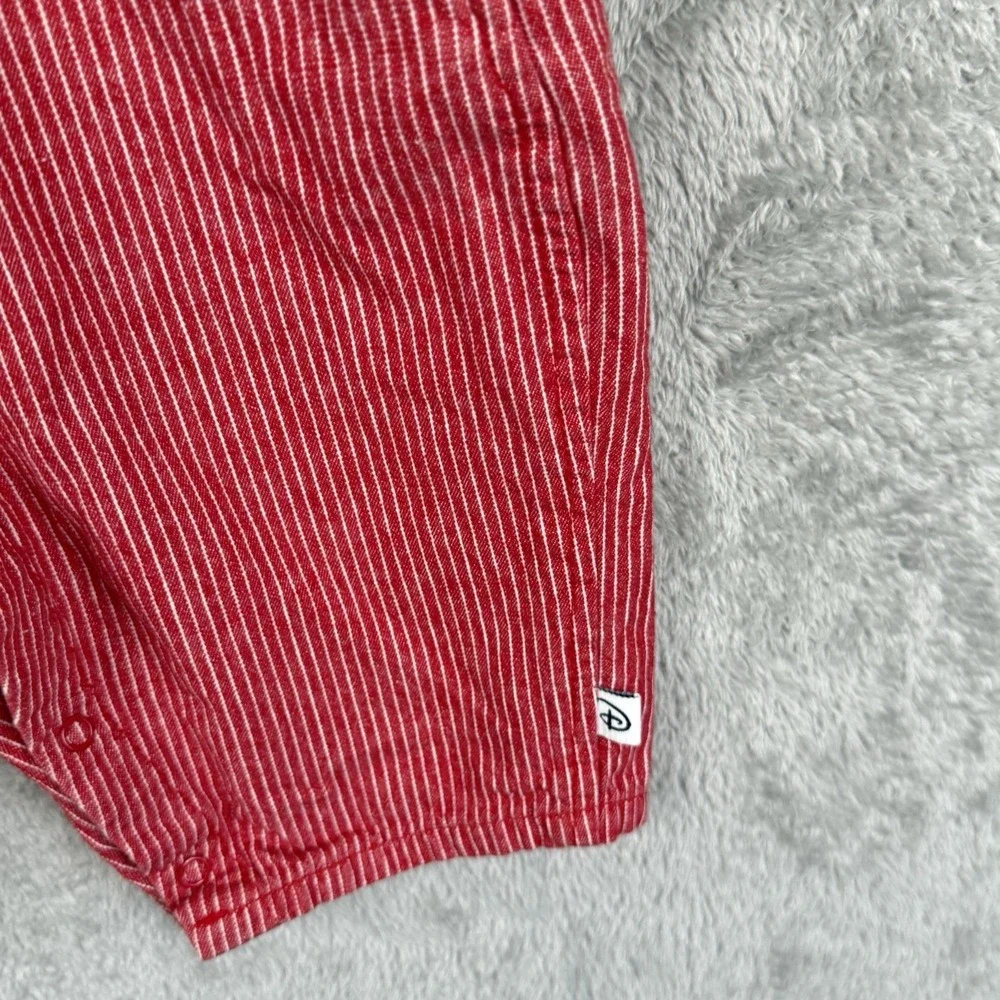 Disney Baby Winnie The Pooh Overalls Baby 3-6 Months Red White Stripe Cotton VTG